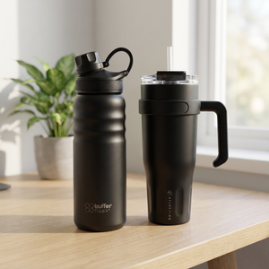 Combo Botella Térmica Buffer Yosemite 700 ml Negro + Mug Térmico 1,1 L Negro