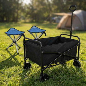 Combo 2 Pisos Plegables de Camping National Geographic + Carrito Plegable Navigator Negro