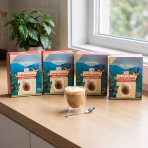 Combo 24 Sobres Cappuccino Instantáneo Juan Valdez Vainilla (4 Displays x6)