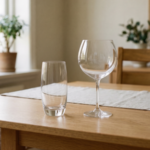 Combo 16 Piezas Maison Verre: 8 Vasos Altos 520 ml y 8 Copas Cóctel 800 ml (4 Sets de 4)