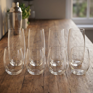 Combo 8 Piezas Maison Verre: 4 Vasos Altos 520 ml y 4 Copas sin Tallo 550 ml (2 Sets de 4)