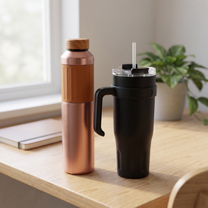 Combo Termo Flask Doble Pared 500 ml Likelife Naranja + Mug Térmico 1,1 L L Selection Negro