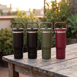 Combo 4 Mugs de Acero Inoxidable 900 ml Likelife: 2 Negro, 1 Oliva y 1 Granate
