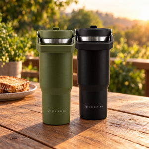 Combo 2 Mugs de Acero Inoxidable 900 ml Likelife Oliva + Negro