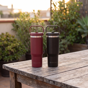 Combo 2 Mugs de Acero Inoxidable 900 ml Likelife: Granate y Negro