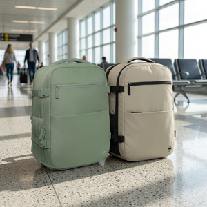 Combo 2 Mochilas Viaje Viral Montana Llaima 36L Expandibles Sage Green y Beige