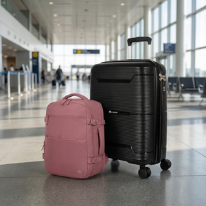 Combo Maleta de Cabina Conguillío 49L Negra + Mochila de Viaje Viral Montana 36L Palo Rosa Llaima