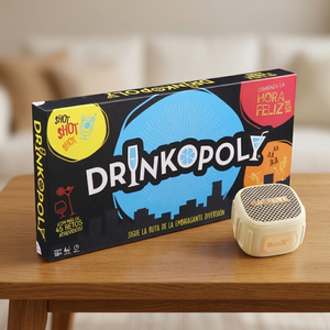 Combo Parlante Boom Mini Blanco Crema + Juego de Mesa Drinkopoly