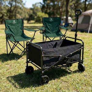 Combo 2 Sillas de Camping Plegables Llaima Verde Oscuro + Carrito Plegable Navigator Negro
