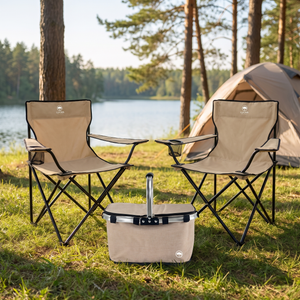 Combo 2 Sillas Camping Plegables Llaima Caqui + Cooler Plegable 18 L Beige Llaima