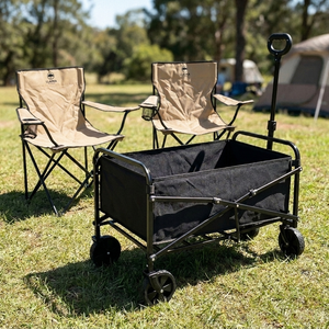 Combo 2 Sillas de Camping Plegables Llaima Caqui + Carrito Plegable Navigator Negro
