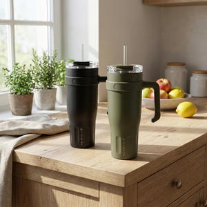 Combo 2 Mugs Térmicos 1,1 L con Bombilla Negro + Oliva