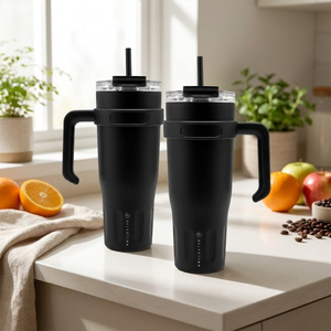 Combo 2 Mugs Térmicos 1,1 L Negro con Asa y Bombilla