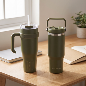 Combo Mug Térmico 1,1 L L Selection Oliva + Mug de Acero Inoxidable 900 ml Likelife Oliva