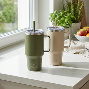 Combo 2 Mugs Térmicos 1,1 L con Bombilla Oliva + Beige