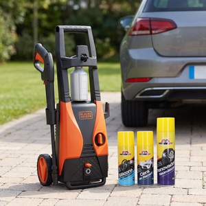 Combo Hidrolavadora 1512 PSI 1400W Black and Decker + Tripack Silicona, Renovador y Cera Motorlife