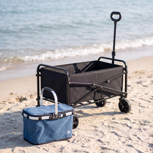 Combo Cooler Plegable 18 L Azul Llaima + Carrito Plegable Navigator Negro