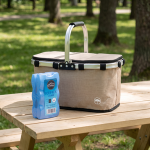 Combo Cooler Plegable 18 L Beige Llaima + Icepack Duro 2 x 400 g