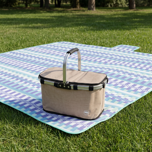 Combo Picnic: Cooler Plegable 18 L Beige Llaima + Manta 150 x 180 cm Cuadros