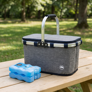 Combo Cooler Plegable 18 L Gris Llaima + Icepack Duro 2 x 400 g