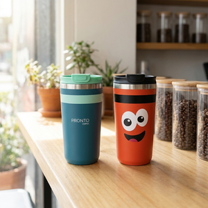 Combo 2 Mugs de Acero Pronto Copec 450 ml Petróleo y Prontin Rojo