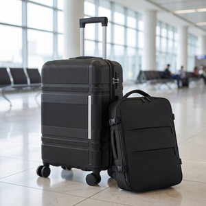 Combo Maleta de Cabina Premium 20" 40L Negro Marksman + Mochila de Viaje Viral 40L Expandible Negro Navigator