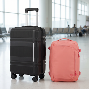 Combo Maleta de Cabina Premium 20" 40L Negro Marksman + Mochila de Viaje Viral Dakota 32L Expandible Rosado Llaima