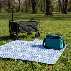 Combo Carrito Plegable Navigator 80 kg + Cooler Plegable Copec RallyMobil 20 L + Manta Picnic Mashini 150 x 180 cm Cuadros