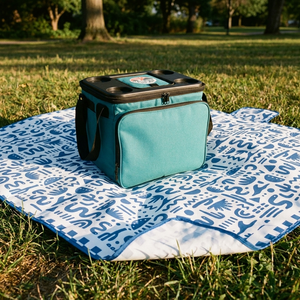 Combo Cooler Plegable Copec RallyMobil 20 L + Manta Picnic Mashini 150 x 180 cm Glifos