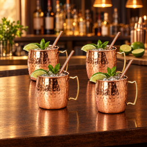 Combo 4 Mugs Moscow Mule 500 ml Recto Cobre Cuiner (2 Sets de 2)
