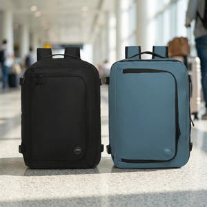 Combo 2 Mochilas de Viaje Llaima Dakota Expandibles 32L Negro + Azul Piedra Repelentes al Agua
