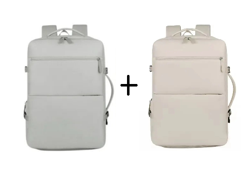 Combo 2 Mochilas de Viaje Viral (Beige & Grey).(Cabina Avión) 31L. Resistente al agua.