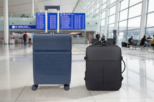 Combo Maleta de Cabina Premium Blue y Mochila Viaje Viral Impermeable 36L Black