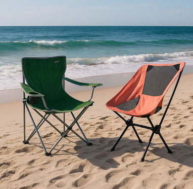 Combo 60% Off, 2 Sillas: Silla Camping Plegable Coral + Silla Plegable Apoyabrazos Verde Outback