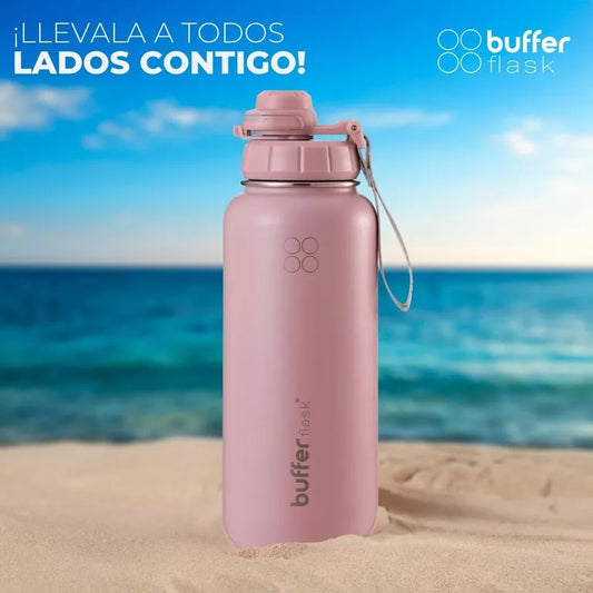 Botella Térmica Buffer Acero Inoxidable 950ml +4 Tapas Rosado