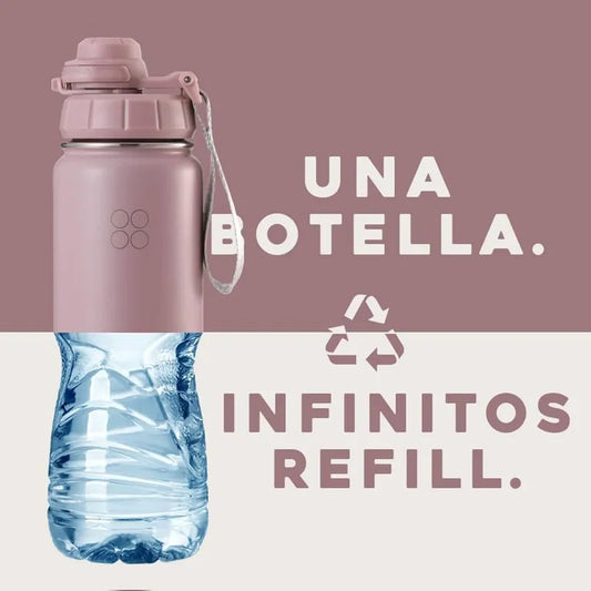 Botella Térmica Buffer Acero Inoxidable 950ml +4 Tapas Rosado