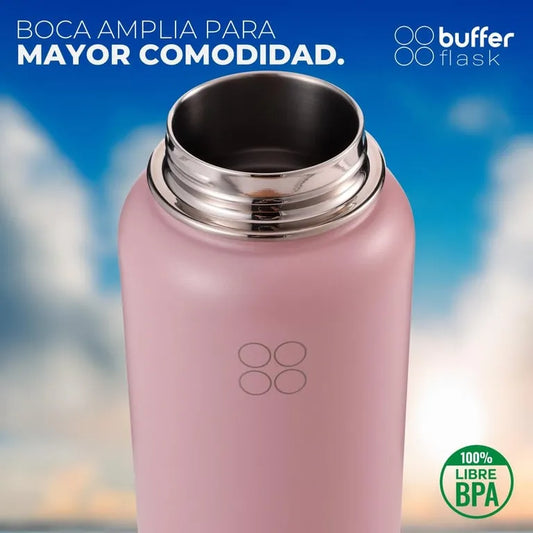 Botella Térmica Buffer Acero Inoxidable 950ml +4 Tapas Rosado