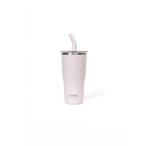 Mug Vaso Térmico Buffer Roques 600 ml + 2 Tapas Pinky Leopardo