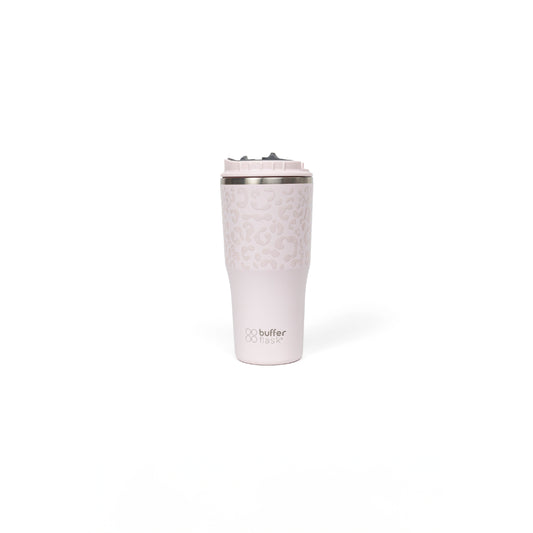 Mug Vaso Térmico Buffer Roques 600 ml + 2 Tapas Pinky Leopardo