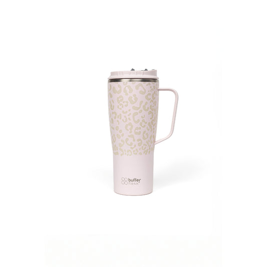 Mug Vaso Térmico Buffer Roques 1Lt + 2 Tapas Pinky Leopardo