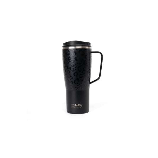 Mug Vaso Térmico Buffer Roques 1Lt + 2 Tapas Negro Leopardo