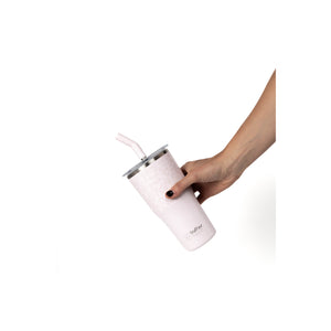 Mug Vaso Térmico Buffer Roques 600 ml + 2 Tapas Pinky Leopardo