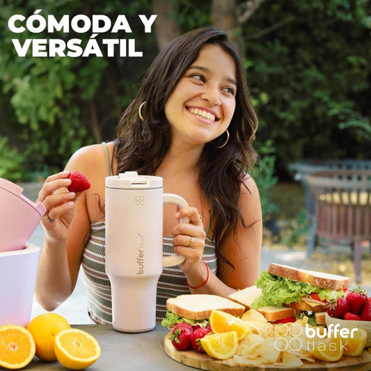 Botella Termica Mug Buffer Bora Bora 1,2Lt Frio y Calor Pinky 3 tapas