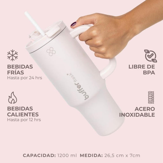 Botella Termica Mug Buffer Bora Bora 1,2Lt Frio y Calor Pinky 3 tapas