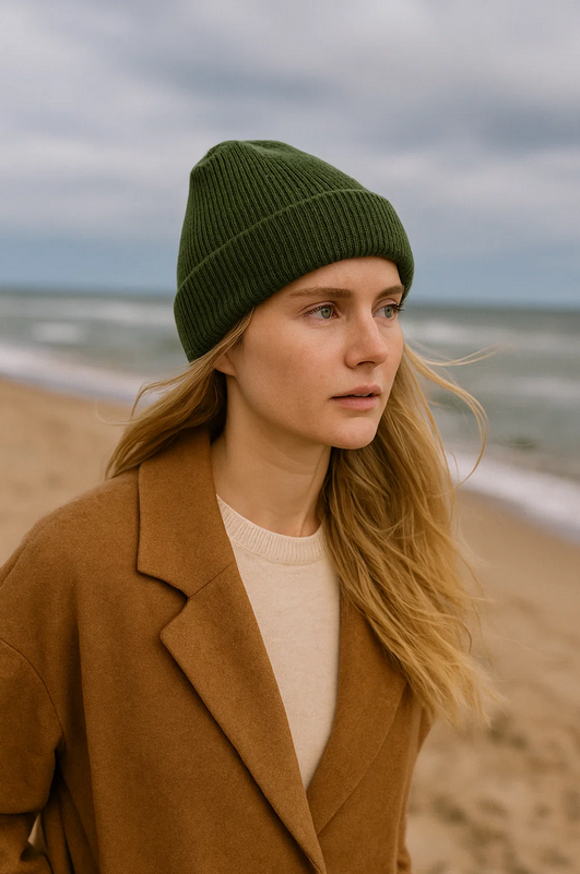 Gorro de punto Verde con accesorio Pompón Intercambiable