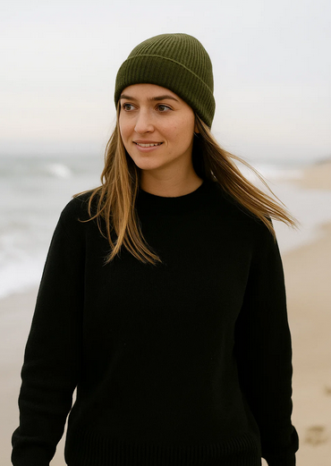 Gorro de punto Verde con accesorio Pompón Intercambiable