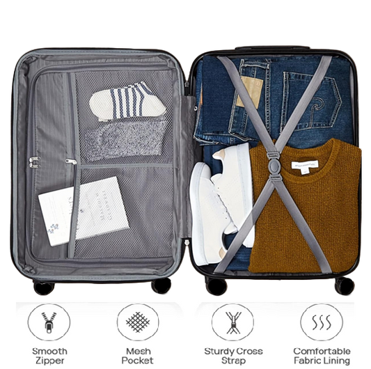 Combo Mochila Viaje Viral Cabina Avión 36L Black y Maleta de Cabina Rosado Oscuro