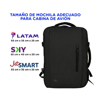 Mochila Viaje Viral XL 40L Llaima Negro. Repelente al agua BTS26