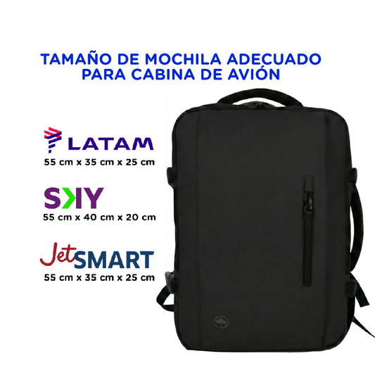 Mochila Viaje Viral XL 40L Llaima Negro. Repelente al agua BTS26