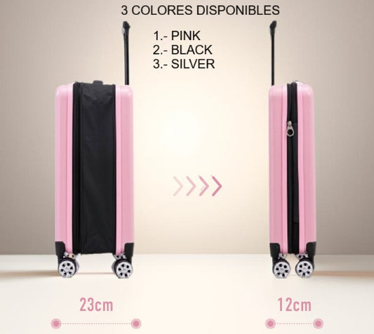 Maleta Cabina Expandible-Plegable. Ultra Compacta Rosada. Gout